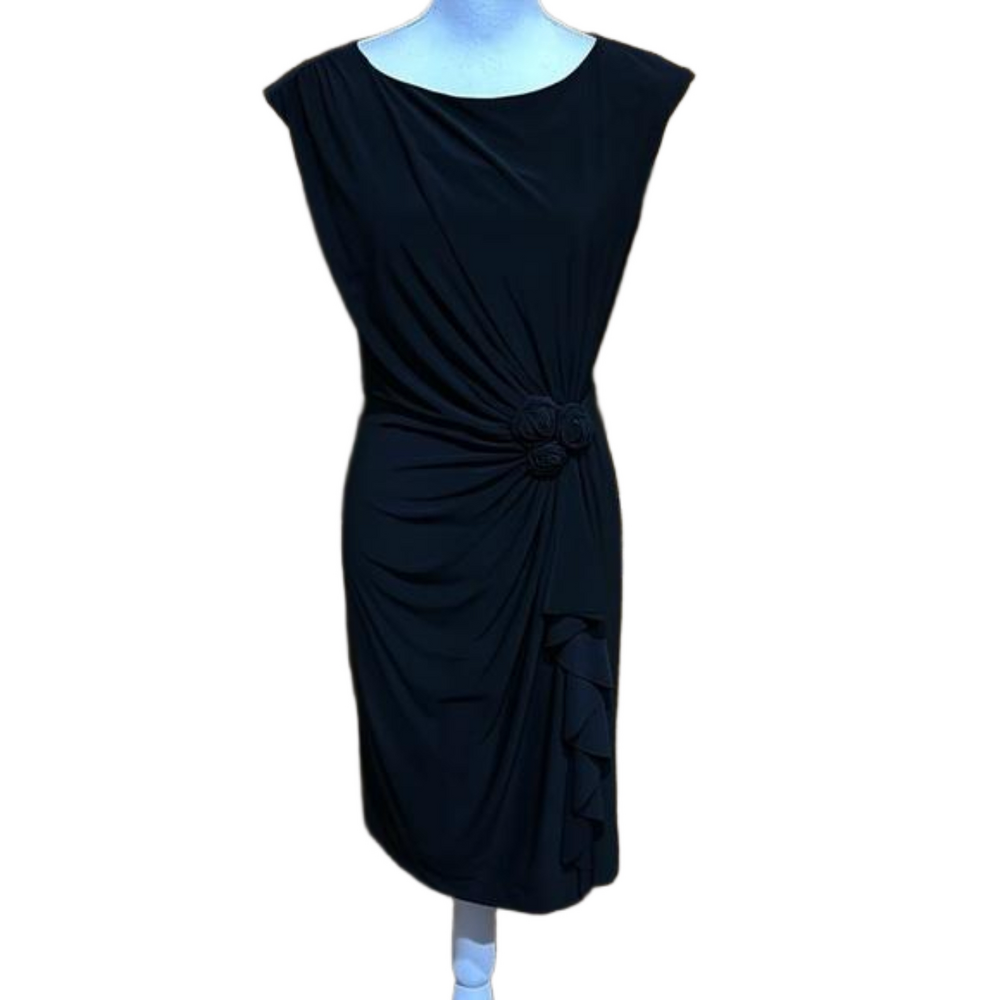 Jones New York Little Black Dress with Rosette Detail Size 6 - EUC
